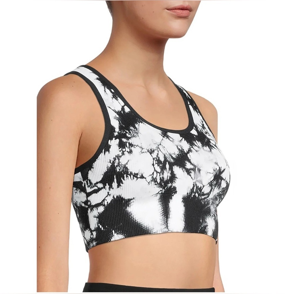 Avia Women’s White/Black Low Support Seamless Scoop Neck Sports Bra SZ M